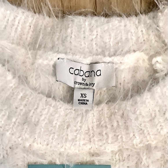 Cabana by Crown & Ivy New With Tag Eyelash Sweater with Sparkle XS White - Picture 6 of 7